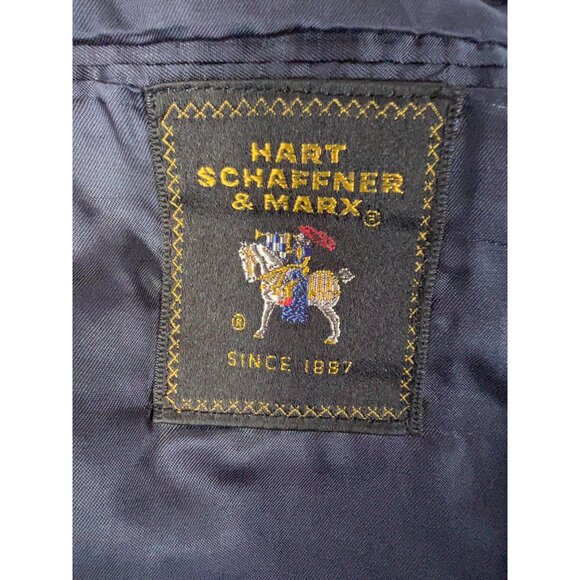 Hart Schaffner & Marx Mens Vintage Navy Blazer 2 Button Notch Lapel Union Made S - Picture 5 of 16